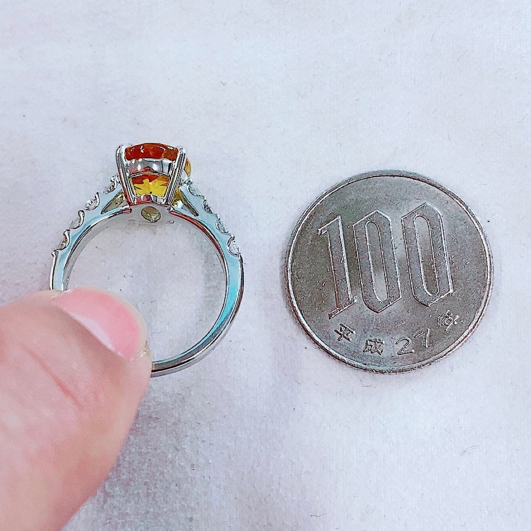 ★2.6ct★✨大粒イエローベリル0.50ctダイヤモンドプラチナリング指輪 レディースのアクセサリー(リング(指輪))の商品写真