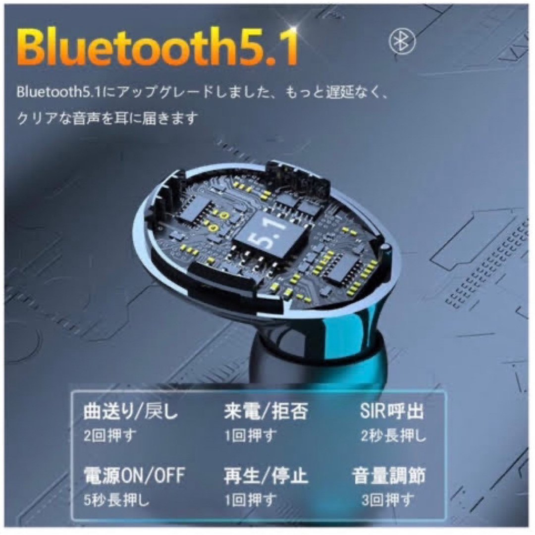 イヤホン　Bluetooth　ワイヤレス　大容量充電　高品質 スマホ/家電/カメラのオーディオ機器(ヘッドフォン/イヤフォン)の商品写真