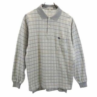 バーバリー(BURBERRY)のバーバリーズ 90s 日本製 オールド チェック柄 長袖 ポロシャツ LY グレー Burberrys メンズ 古着 【231115】(ポロシャツ)