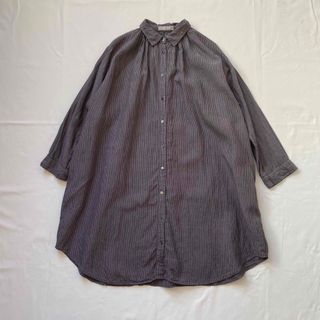 ネストローブ(nest Robe)のnest robe リネンストライプネックギャザーチュニック(シャツ/ブラウス(長袖/七分))