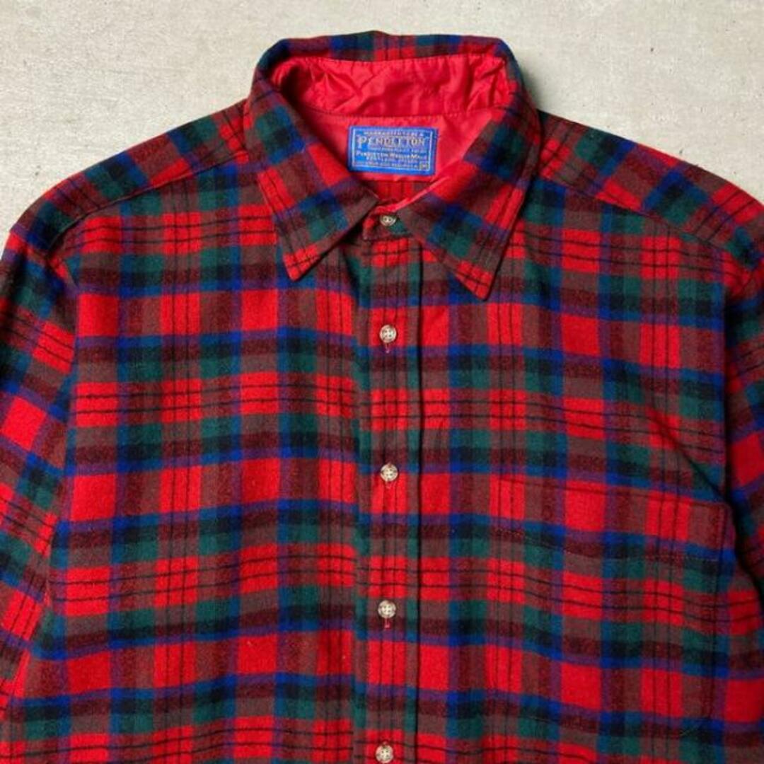 80年代 USA製 PENDLETON ペンドルトン ウールシャツ チェック柄 メンズ