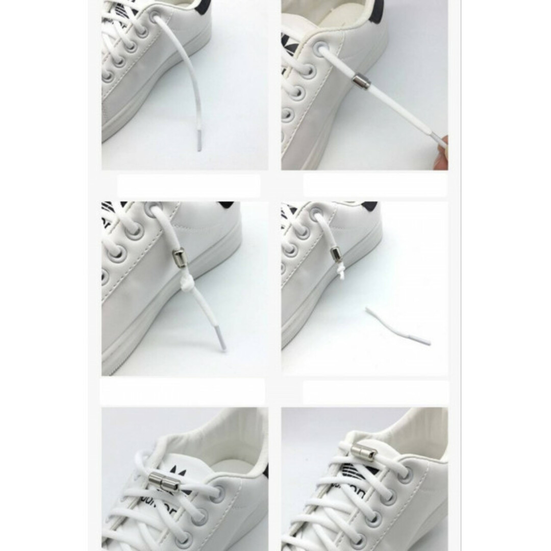 結ばない　靴紐　ホワイト　シューレース　靴ひも　カプセル　スニーカー　シューズ レディースのレッグウェア(その他)の商品写真
