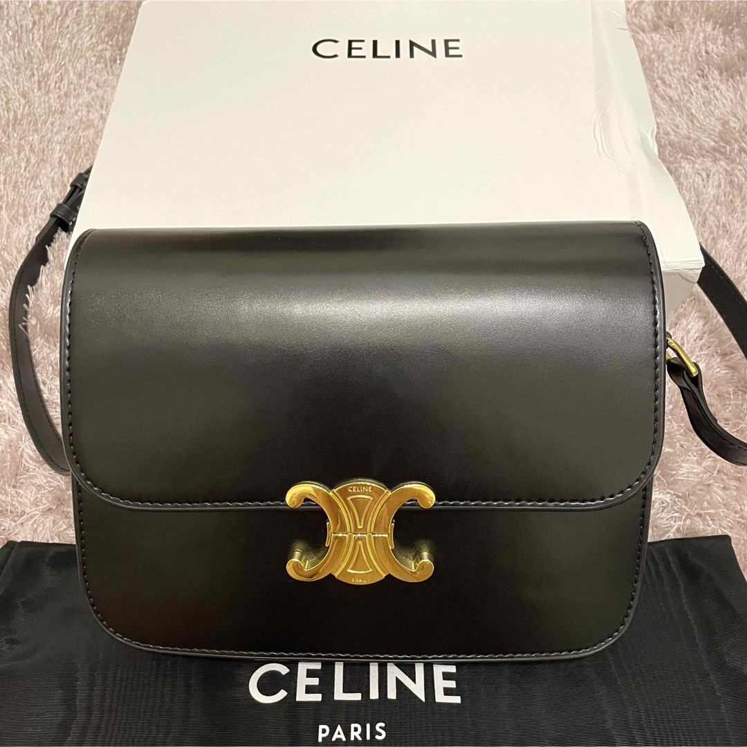 CELINE クラシック トリオンフバッグ / シャイニーカーフスキン ブラック | フリマアプリ ラクマ