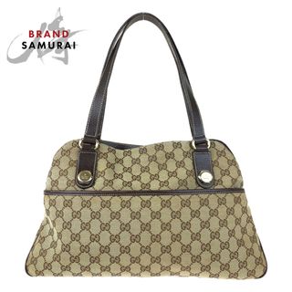 グッチ(Gucci)のGUCCI グッチ GG柄 ベージュ 茶 ブラウン ゴールド金具 GGキャンバス /レザー 163288 トートバッグ ショルダーバッグ レディース 403988 【中古】(トートバッグ)