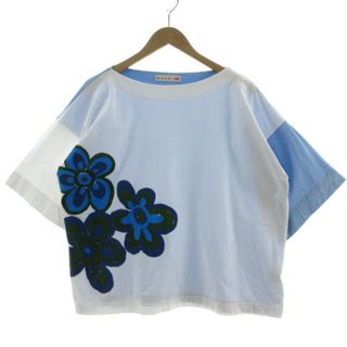 ユニクロ(UNIQLO)のユニクロ MARNI カットソー 花柄 オーバーサイズ 配色 白 青 緑 M(その他)