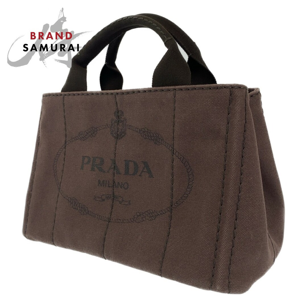 PRADA プラダ カナパ 三角ロゴプレート ブラウン 茶色 キャンバス トートバッグ ハンドバッグ レディース 403870約26cmキャンバス内側