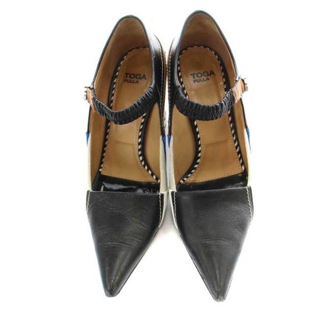 トーガ プルラ ストラップパンプス レザー ポインテッドトゥ 38 24cm 黒 レディースの靴/シューズ(ハイヒール/パンプス)の商品写真