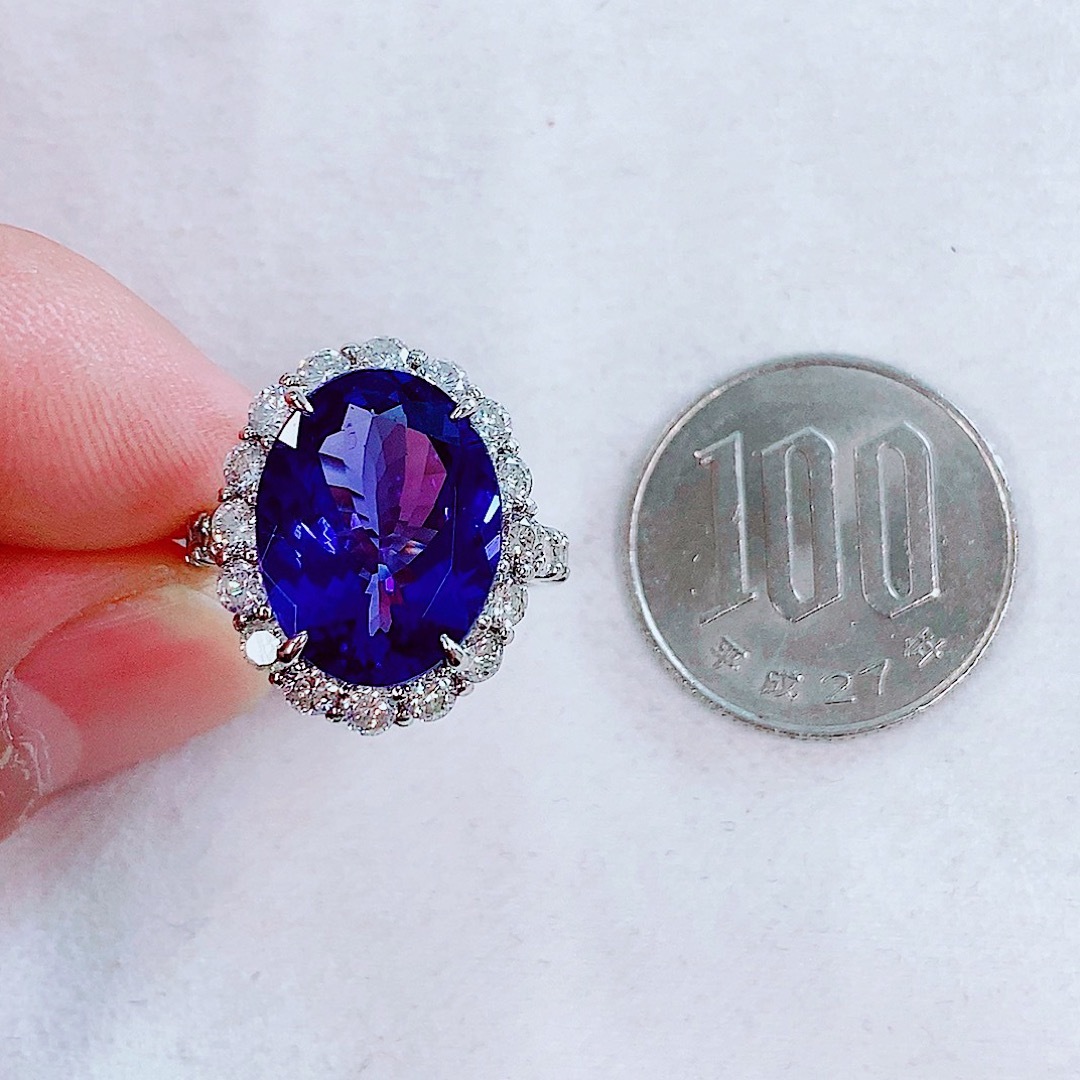 ★7.6ct★✨大粒タンザナイト1.80ctダイヤモンドプラチナリング指輪 レディースのアクセサリー(リング(指輪))の商品写真