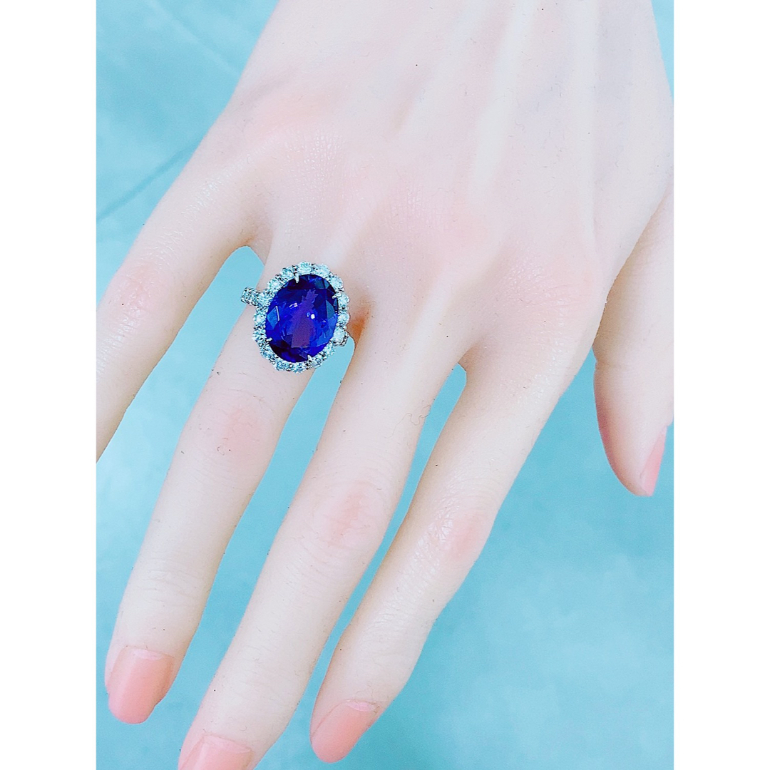 ★7.6ct★✨大粒タンザナイト1.80ctダイヤモンドプラチナリング指輪 レディースのアクセサリー(リング(指輪))の商品写真