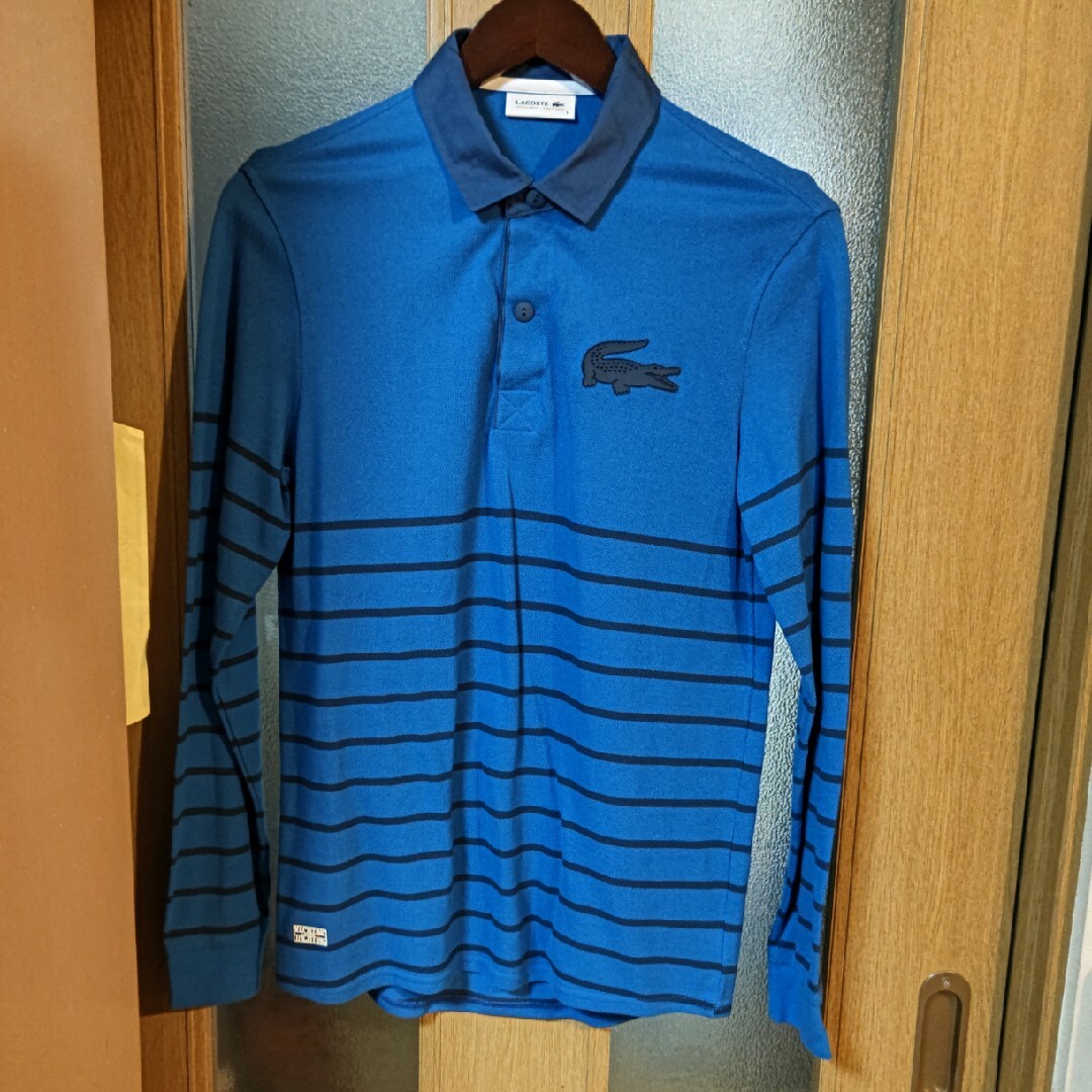 LACOSTE(ラコステ)のLACOSTE パネルボーダー ラガーポロシャツ(長袖) ブルー メンズのトップス(ポロシャツ)の商品写真