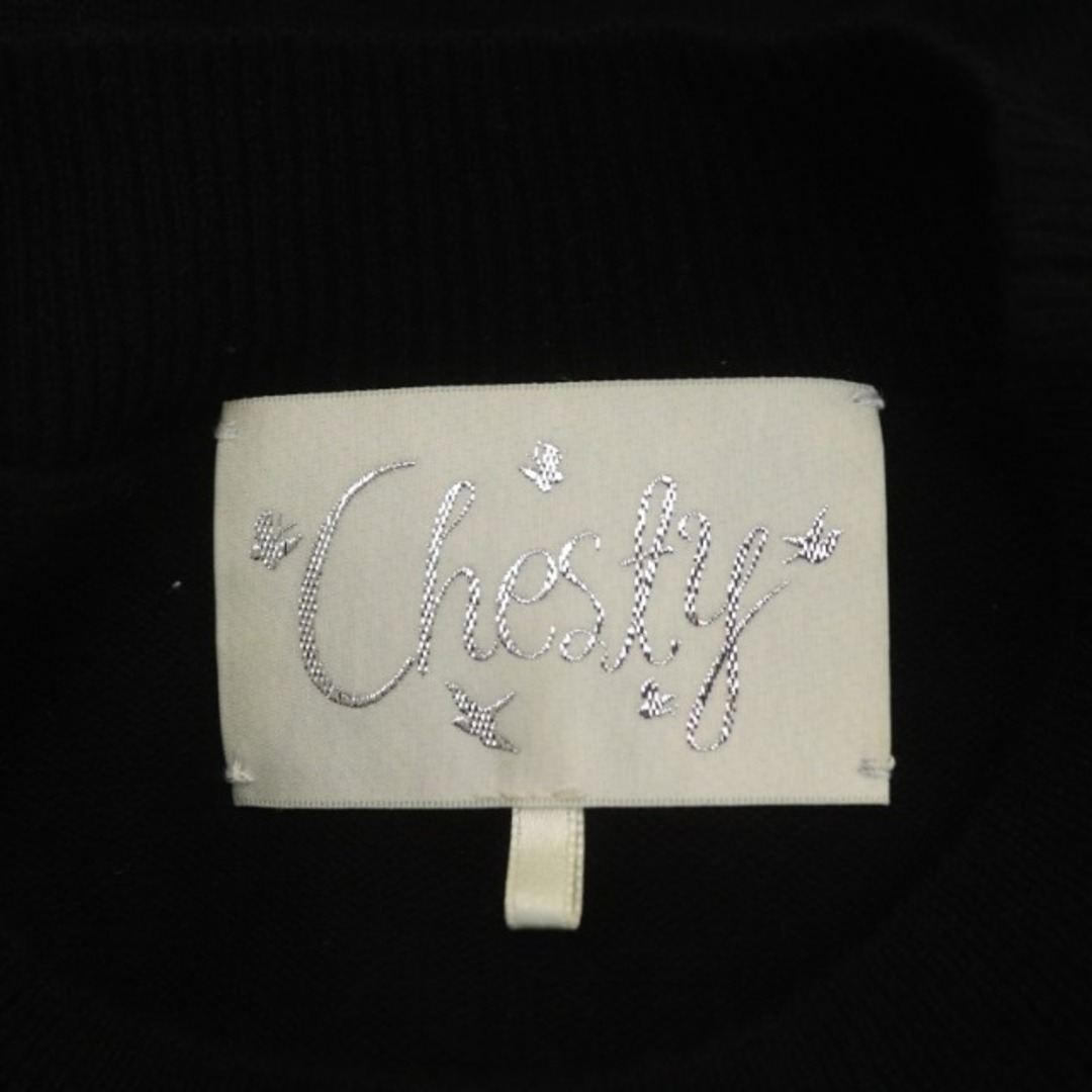 Chesty(チェスティ)のチェスティ エッフェル塔ニット セーター 長袖 ポンポン パール ウール F 黒 レディースのトップス(ニット/セーター)の商品写真