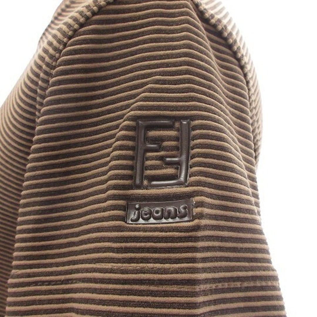 FENDI - フェンディ Tシャツ カットソー ボーダー 半袖 ロゴ 茶色 28 M