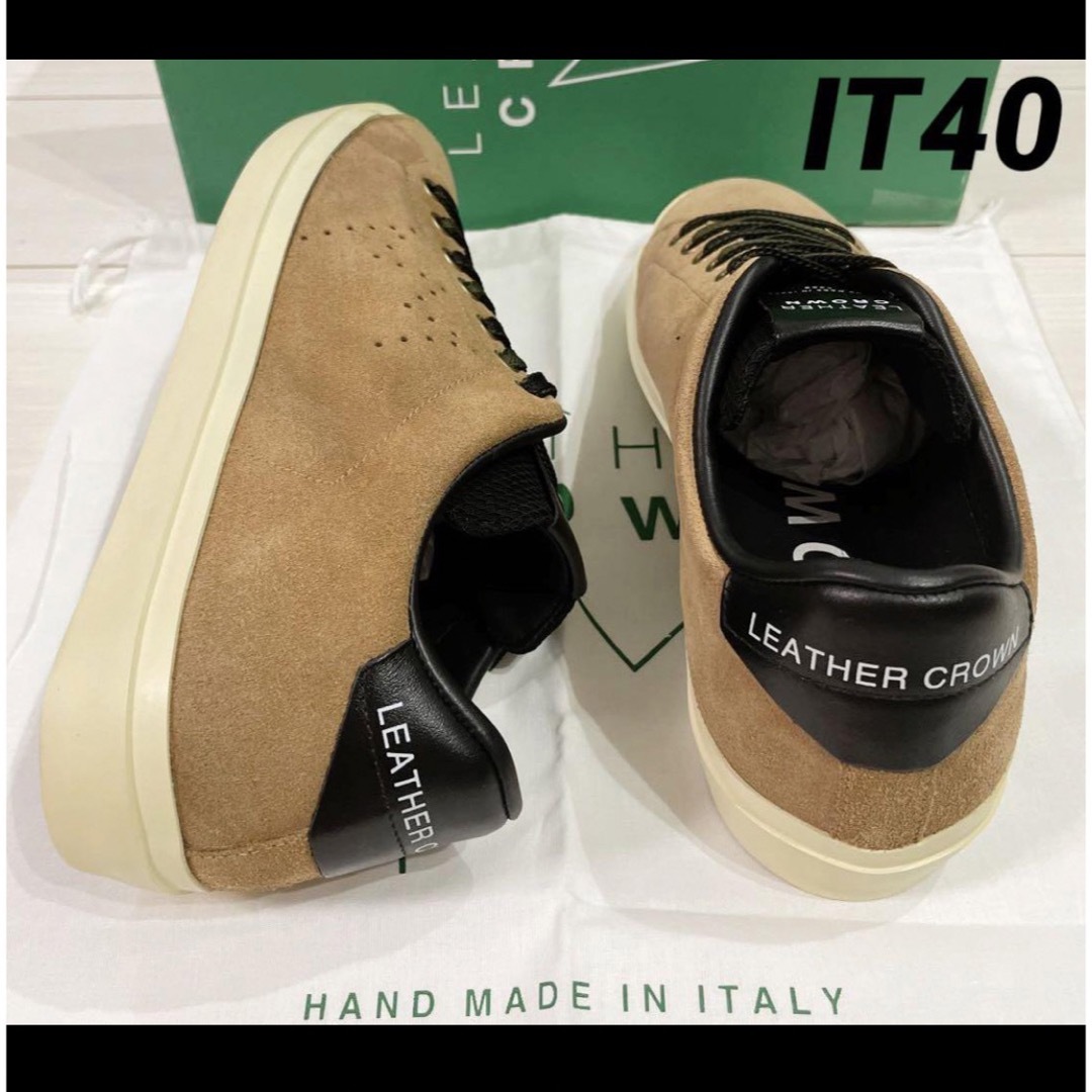 LEATHER CROWN(レザークラウン)のSALE‼️【新品】LEATHER CROWN  ブラウン 40 イタリア製 メンズの靴/シューズ(スニーカー)の商品写真