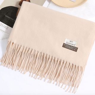 【新品】大判◆カシミヤ風加工◆マフラー◆韓国風◆200×70◆ホワイト(マフラー/ショール)