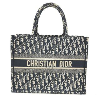 ディオール(Dior)のディオール Dior ブックトート ミディアム オブリーク エンブロイダリー トートバッグ キャンバス ネイビー(トートバッグ)