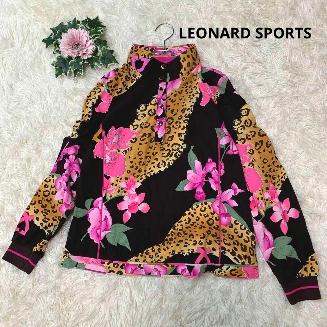 美品 LEONARD レオナール レオパード シャツ L 長袖 豹 スポーツ