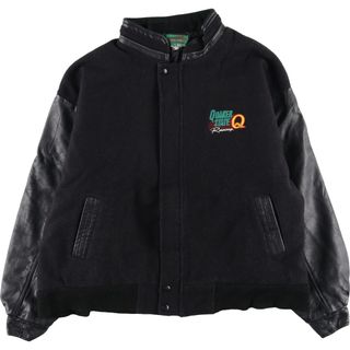 古着 オールブラックカラー QUAKER STATE 袖革ウールスタジャン アワードジャケット バーシティジャケット メンズXXL ヴィンテージ /evb002858(スタジャン)