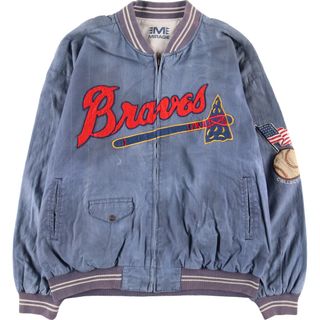 古着 MLB ATLANTA BRAVES アトランタブレーブス リバーシブル コットンスタジャン バーシティジャケット メンズXL /eaa105201(スタジャン)