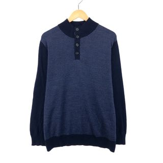 ブルックスブラザース(Brooks Brothers)の古着 ブルックスブラザーズ Brooks Brothers 総柄 幾何学柄 ウールニットハーフボタンセーター メンズL /eaa393555(ニット/セーター)