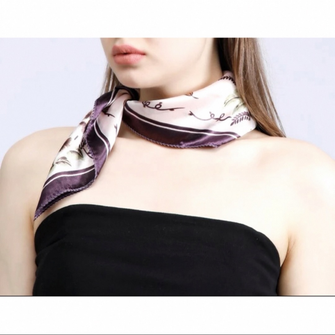 ☆ラベンダー 花柄プリントスカーフ パープル 赤紫 上品 綺麗め レディースのファッション小物(バンダナ/スカーフ)の商品写真