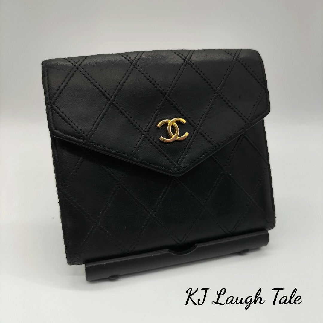 CHANEL シャネル Wホック財布 ビコローレ 黒