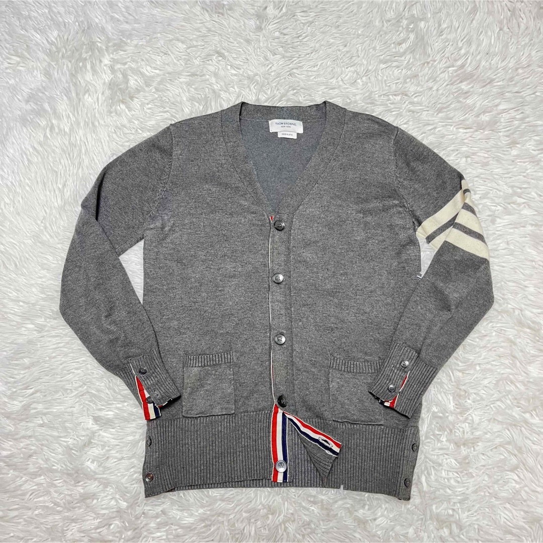 美品 THOM BROWNE 4bar ニット ウール モヘア カーディガン 0