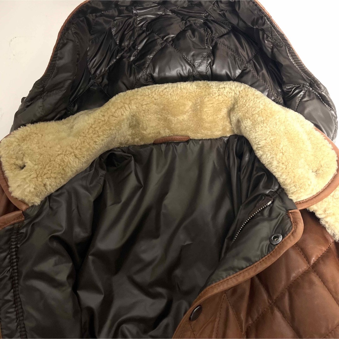 Paul Smith レザー ムートン キルティング ダウンジャケット L