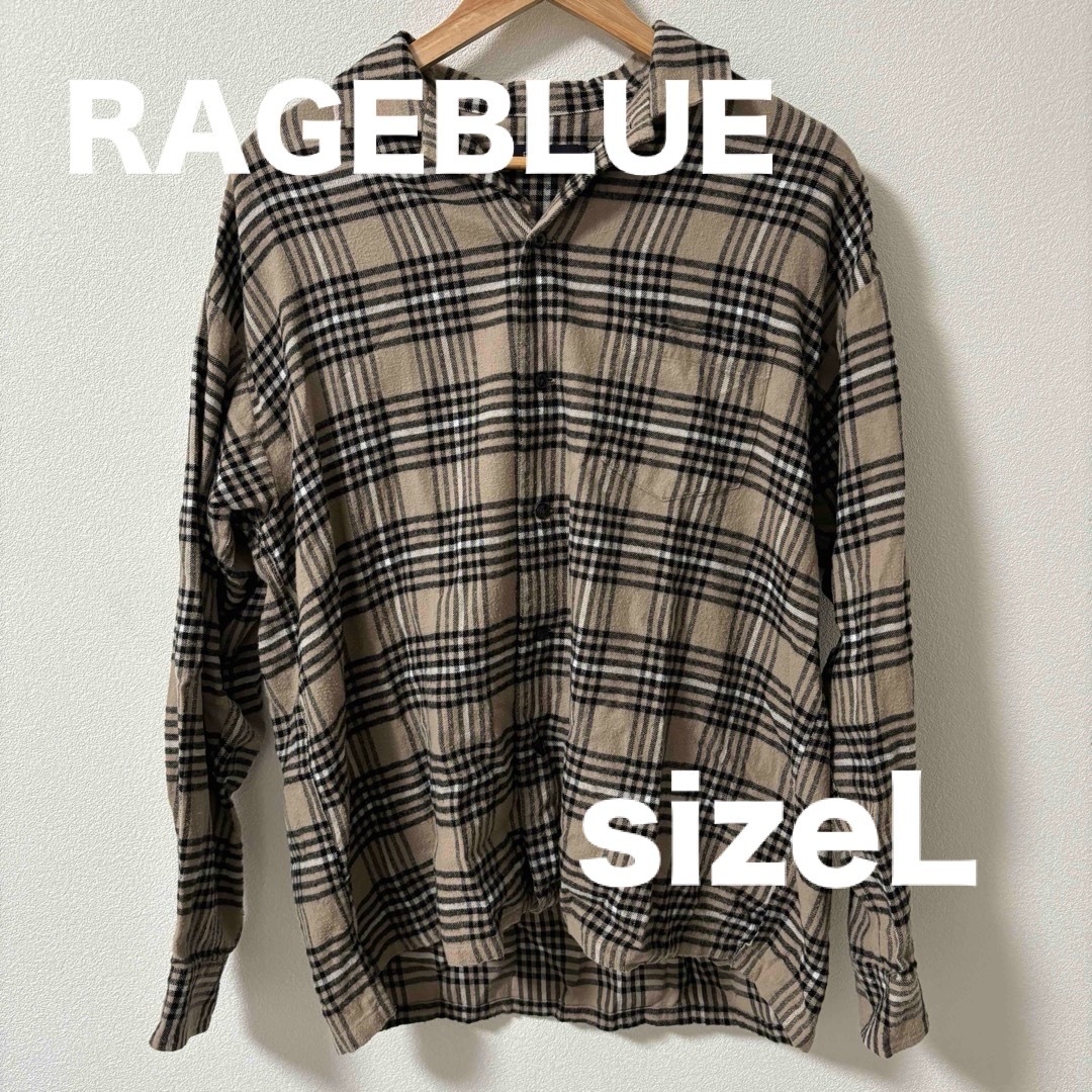 RAGEBLUE(レイジブルー)のRAGEBLUE レイジブルー　柄シャツ　ベージュ色　Lサイズ メンズのトップス(シャツ)の商品写真