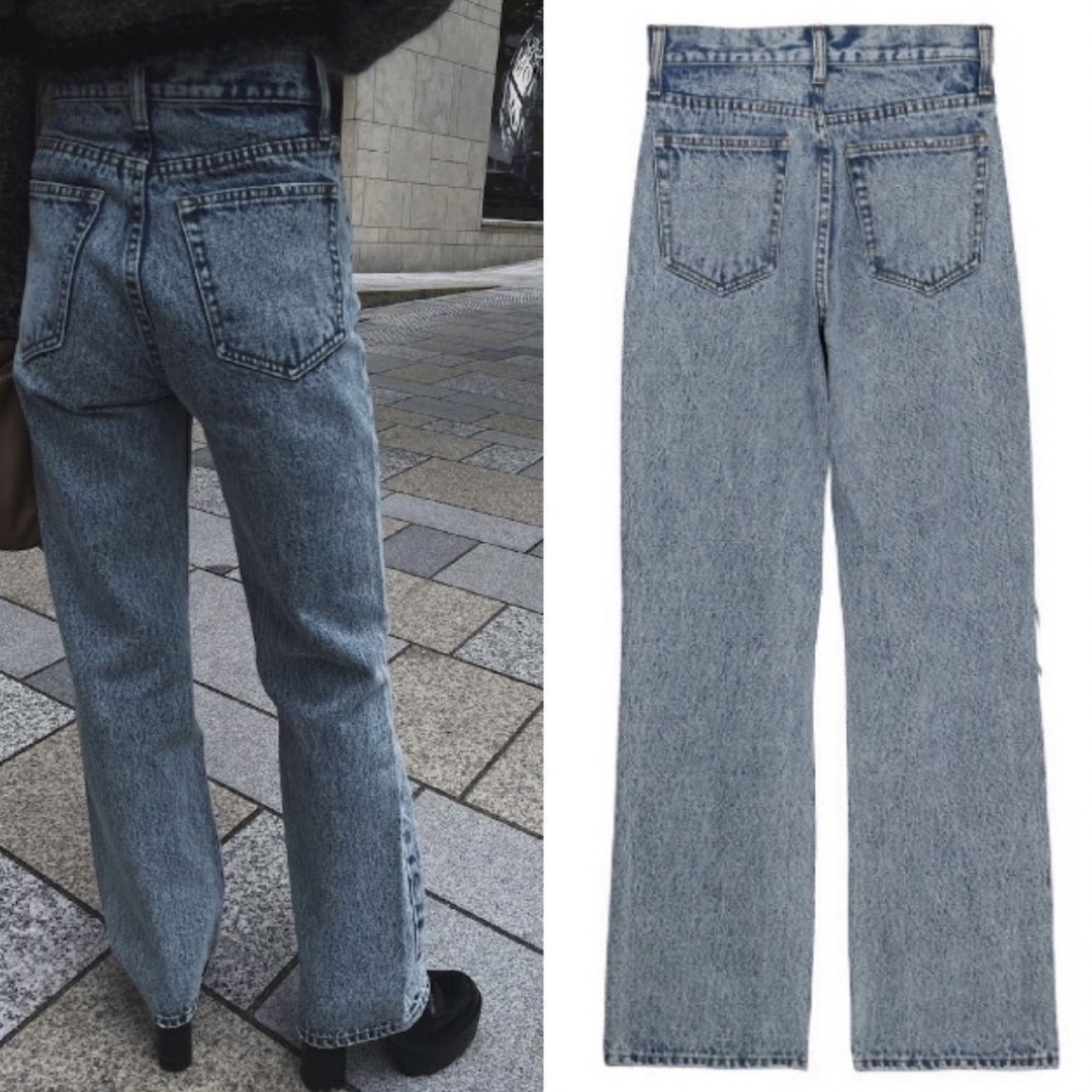 Ameri VINTAGE(アメリヴィンテージ)の CRASH SLIM STRAIGHT DENIM PANTS アメリ レディースのパンツ(デニム/ジーンズ)の商品写真