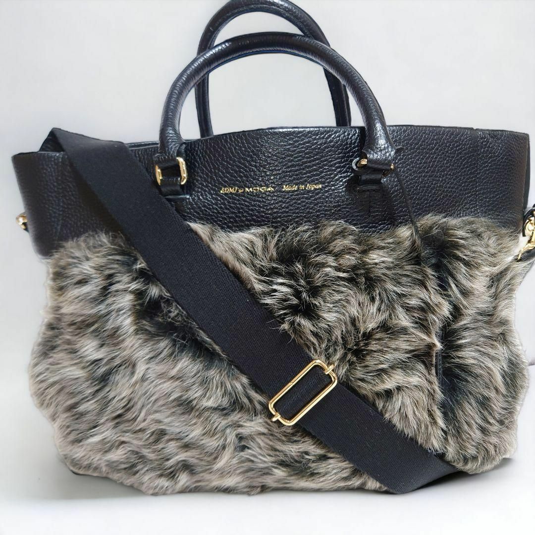 A.D.M.J. - A.D.M.J 美品 ファー 2way トートバッグ 黒の通販 by