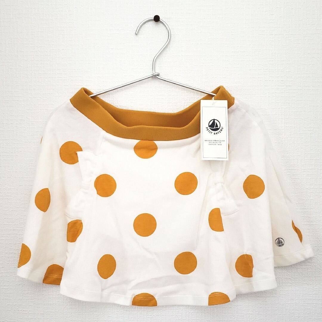 PETIT BATEAU(プチバトー)の新品☆　プチバトー　PETIT BATEAU　ドットプリントスカート　リボン キッズ/ベビー/マタニティのキッズ服女の子用(90cm~)(スカート)の商品写真