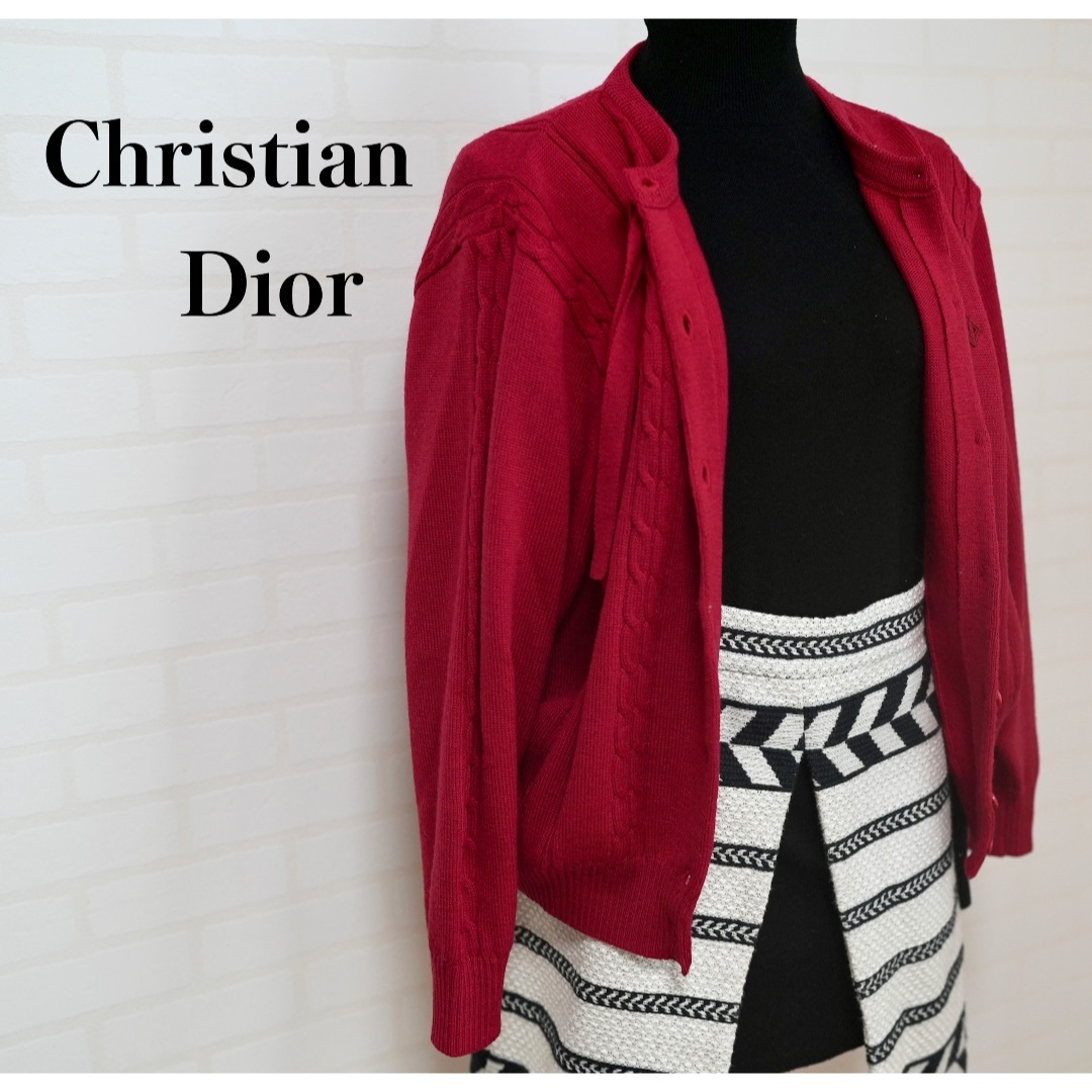 Christian Dior(クリスチャンディオール)のクリスチャンディオール カーディガン　赤 レディースのトップス(カーディガン)の商品写真