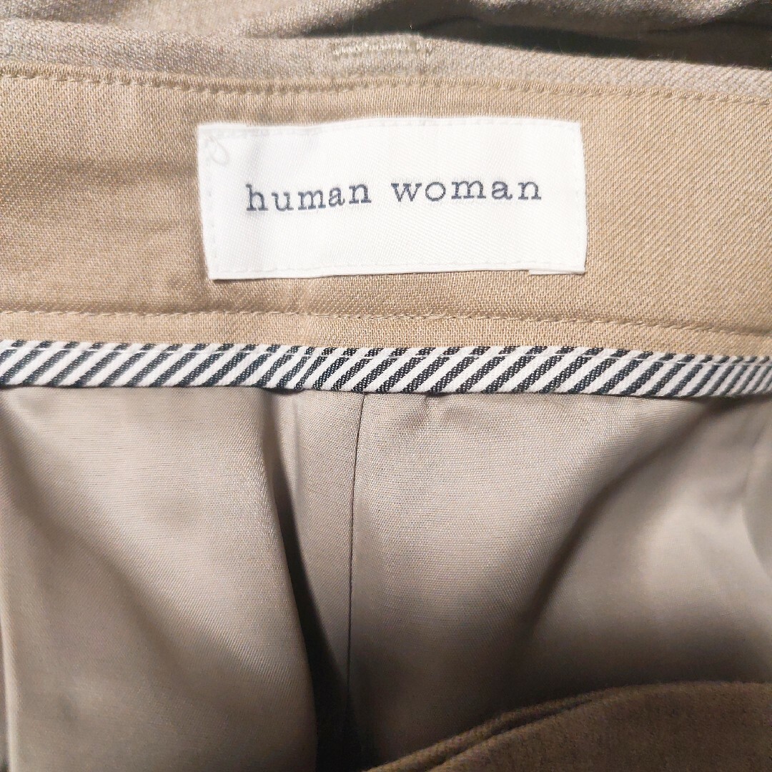 HUMAN WOMAN(ヒューマンウーマン)のヒューマンウーマン  WRサキソニーパンツ  ベージュ  М レディースのパンツ(カジュアルパンツ)の商品写真
