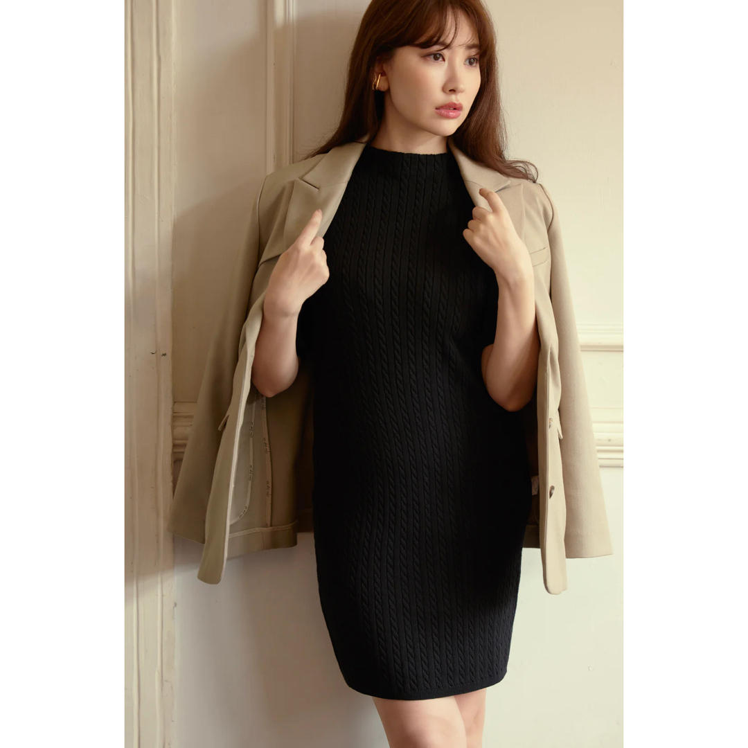 Herlipto Puff Sleeve Cable Knit Dressのサムネイル