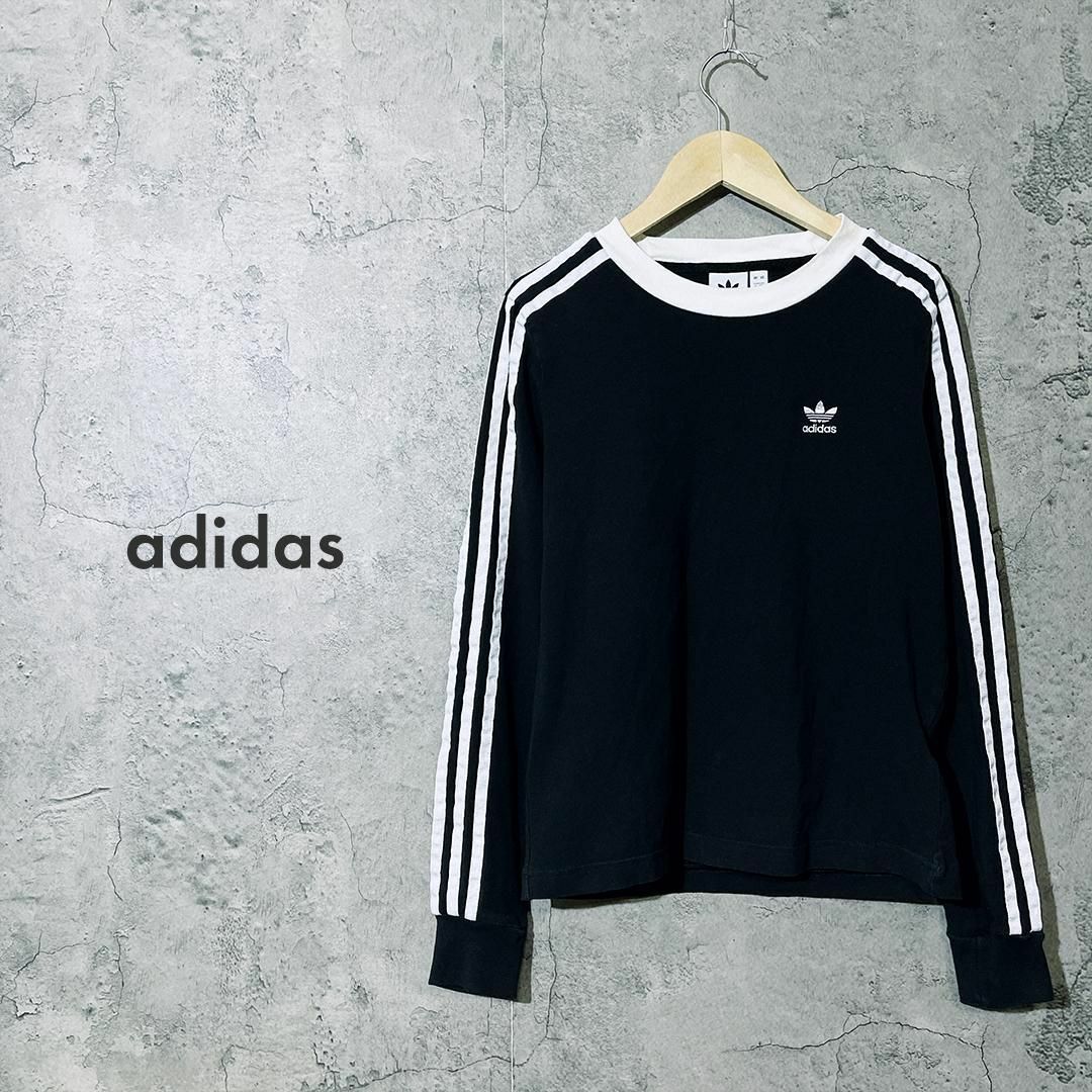 adidas(アディダス)の【人気 90s ロゴ】adidas アディダス ロング Tシャツ トップス M レディースのトップス(Tシャツ(長袖/七分))の商品写真