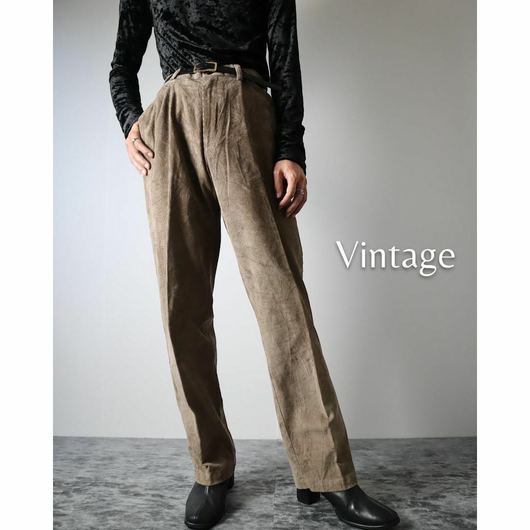 ART VINTAGE(アートヴィンテージ)の【vintage】ワイド ストレート 細畝 コーデュロイ パンツ W34 レトロ メンズのパンツ(チノパン)の商品写真