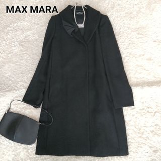 マックスマーラ(Max Mara)のMAX MARA★ウールヘリンボーンコート★マックスマーラ★ブラック★Aライン(ロングコート)