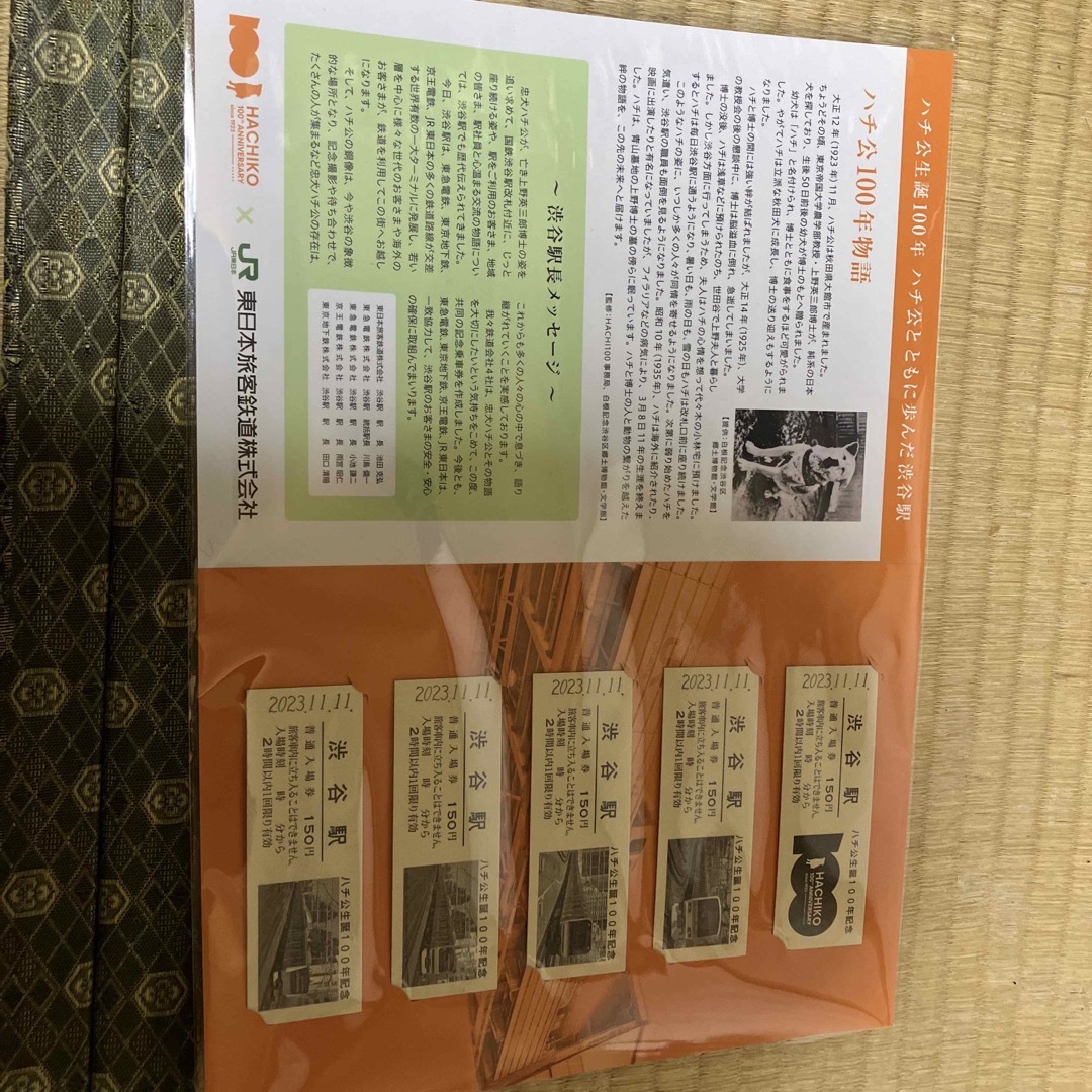 限定品　ハチ公100年物語　記念入場券 チケットの乗車券/交通券(鉄道乗車券)の商品写真