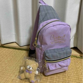 【美品】キッズ ボディバッグ 紫 グレンチェック 女の子 (その他)