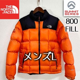 ノースフェイスダウンジャケット オレンジメンズM 800フィル 古着-