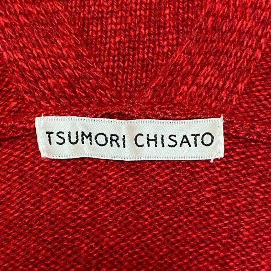 TSUMORI CHISATO(ツモリチサト)のTSUMORI CHISATO ねこ ポケット ロング ニット カーディガン 赤 レディースのジャケット/アウター(ニットコート)の商品写真