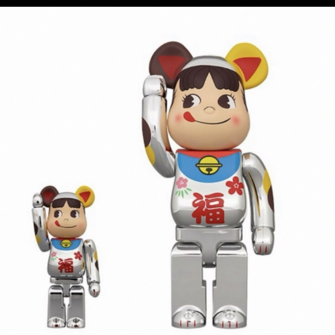 BE@RBRICK 招き猫 ペコちゃん 福 銀メッキ 100% 400%おもちゃ/ぬいぐるみ