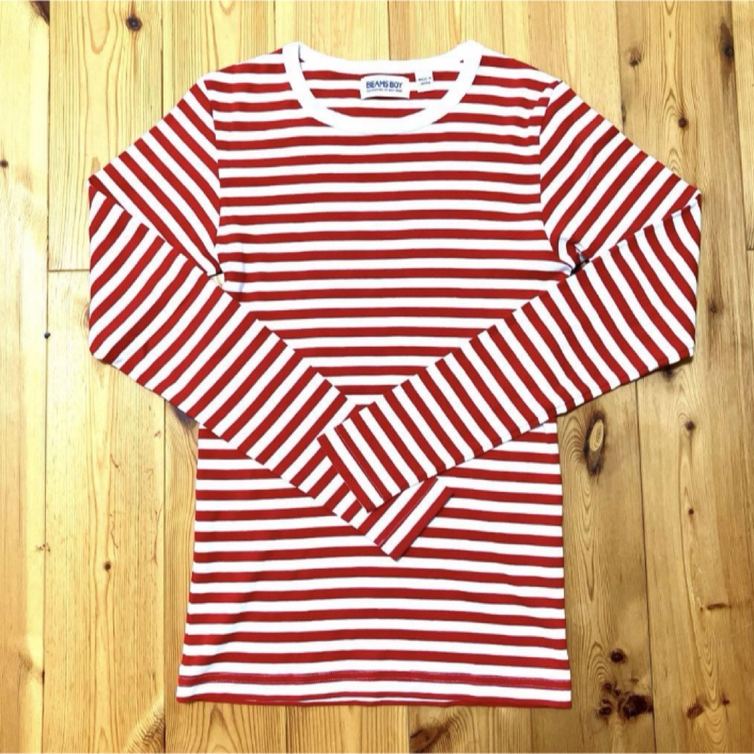 BEAMS BOY(ビームスボーイ)のBEAMS BOY / フライス 1cm ボーダーTシャツ　レッド レディースのトップス(Tシャツ(長袖/七分))の商品写真