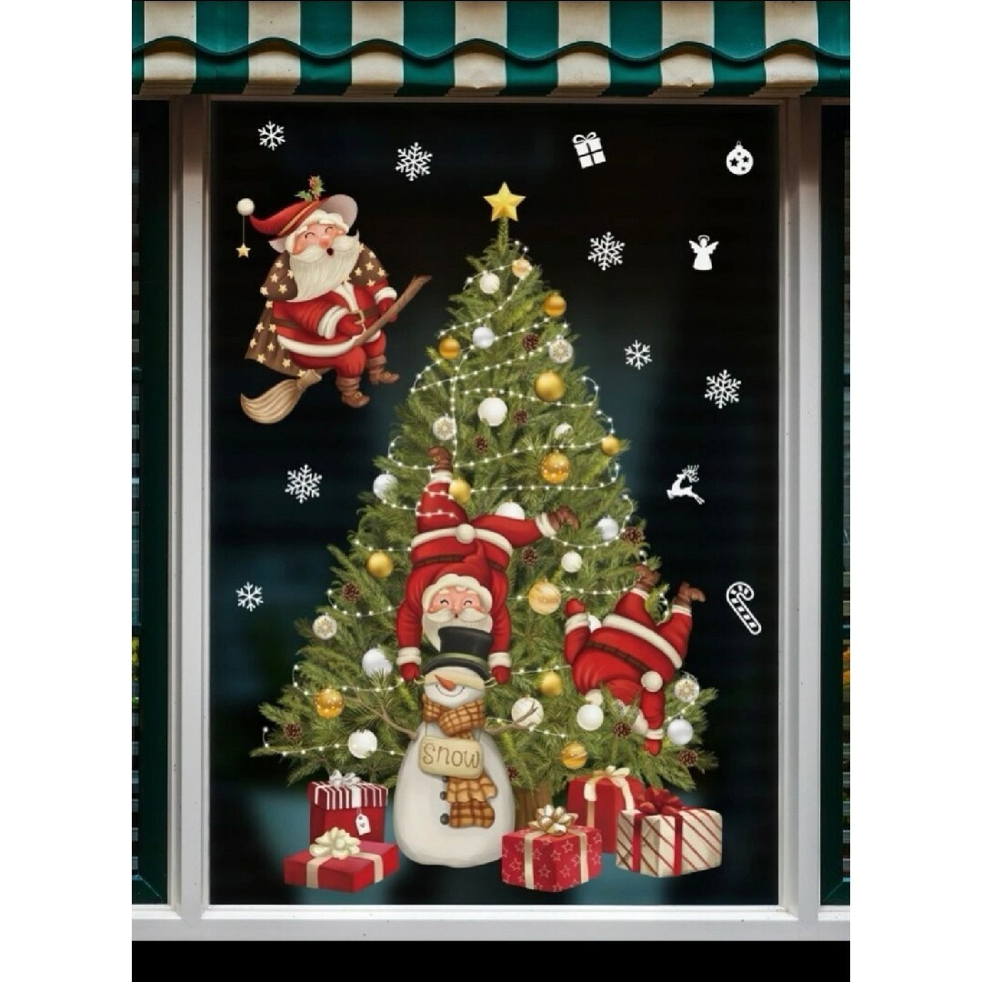 クリスマスステッカー 壁 ガラス デコレーション ツリー サンタクロース 雪 エンタメ/ホビーのアート用品(その他)の商品写真