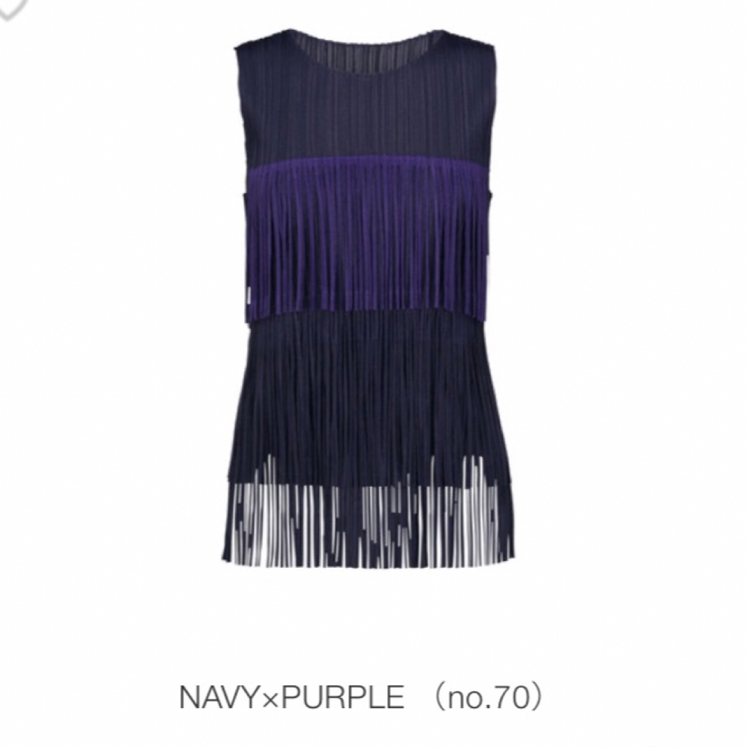 PLEATS PLEASE ISSEY MIYAKE(プリーツプリーズイッセイミヤケ)のPLEATS PLEASE ISSEY MIYAKE NAVY FRINGE レディースのトップス(カットソー(半袖/袖なし))の商品写真