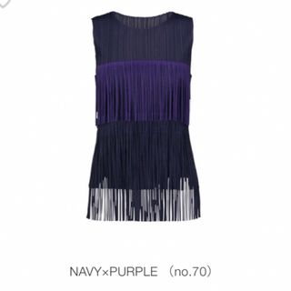 プリーツプリーズイッセイミヤケ(PLEATS PLEASE ISSEY MIYAKE)のPLEATS PLEASE ISSEY MIYAKE NAVY FRINGE(カットソー(半袖/袖なし))