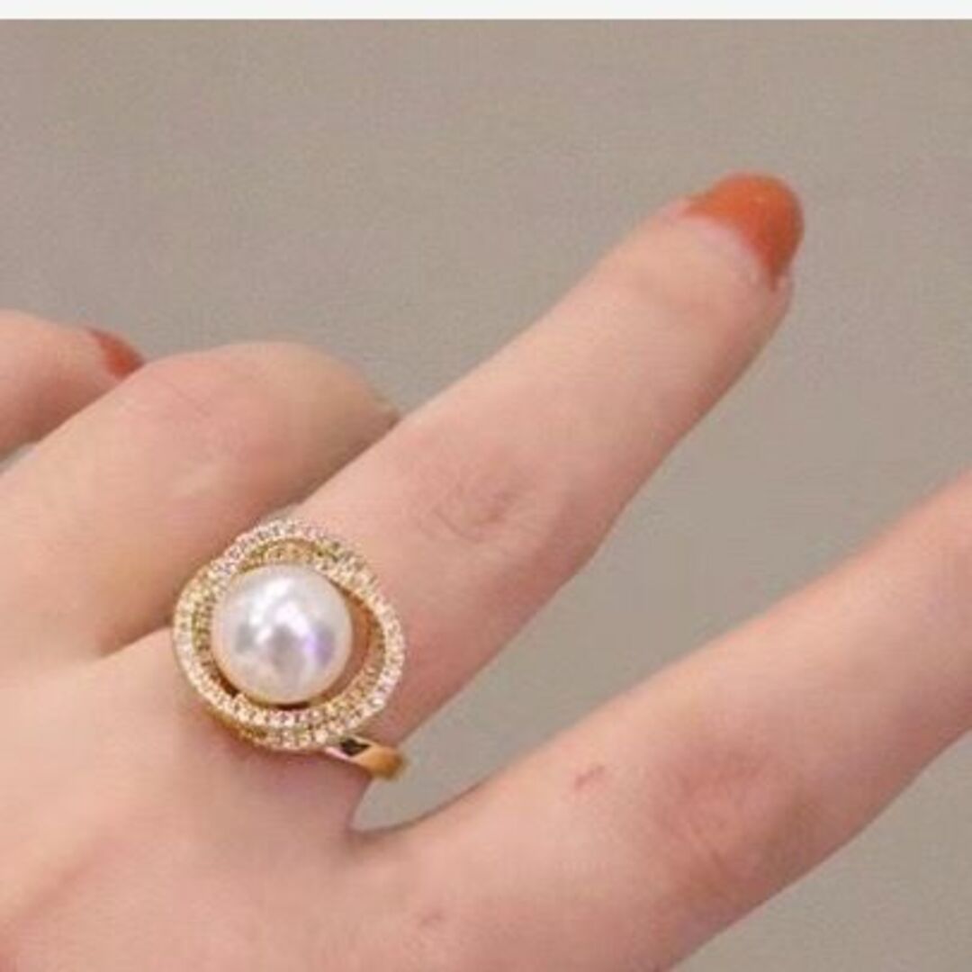 真珠指輪 大きめパールリング 指輪CZダイヤ 高品質 冠婚葬祭 結婚式 パーティ