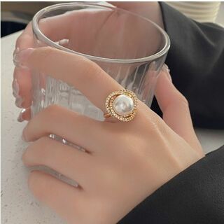 真珠指輪 大きめパールリング 指輪CZダイヤ 高品質 冠婚葬祭 結婚式 パーティ(リング(指輪))