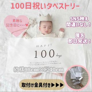 百日祝い お食い初め タペストリー  おうちフォト　HAPPY100days(その他)