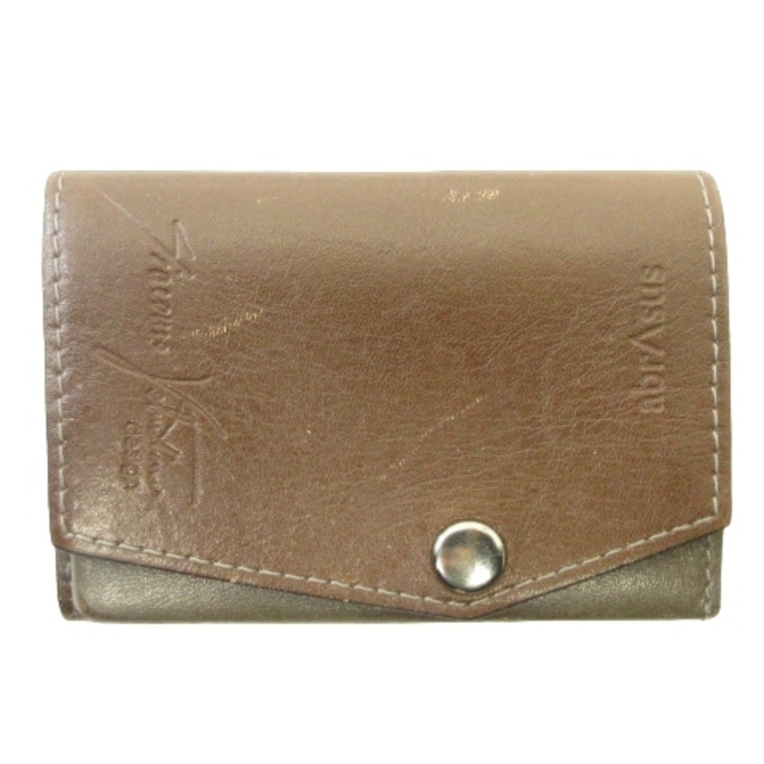 6cmマチabrAsus アブラサス 小さい財布 三つ折り コンパクトウォレット ブラウン